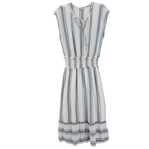 RAILS Ashlyn Dress Smocked Sleeveless Linen Blend Aegean Blue Stripe Size XS